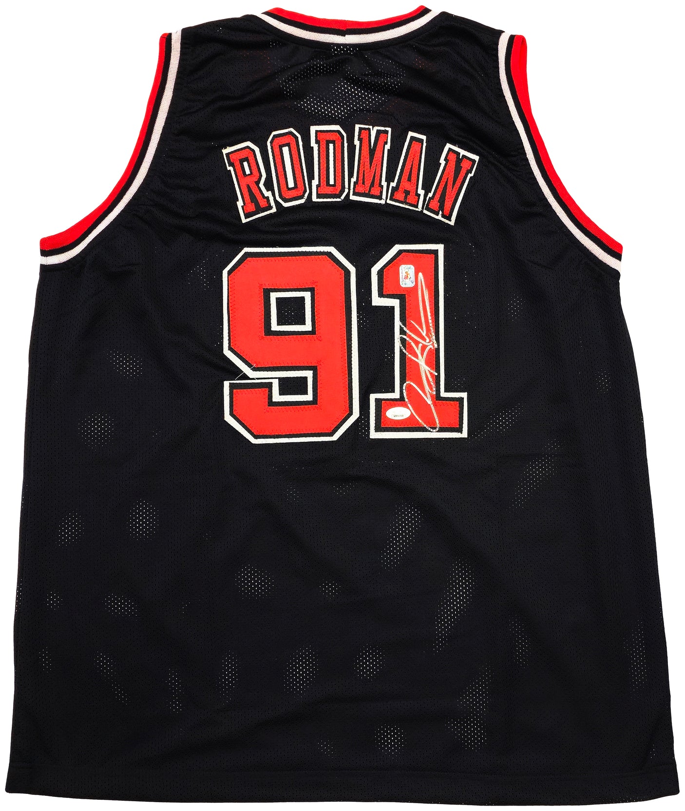 Chicago Bulls Dennis Rodman Autographed Black Jersey JSA Stock #237057