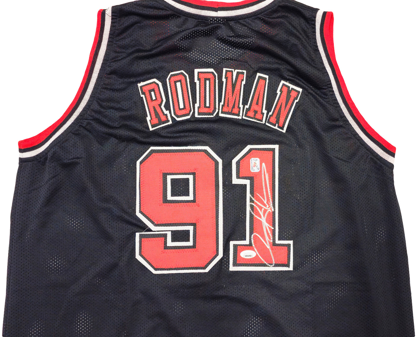 Chicago Bulls Dennis Rodman Autographed Black Jersey JSA Stock #237057