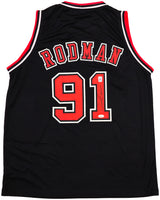 Chicago Bulls Dennis Rodman Autographed Black Jersey JSA Stock #237058
