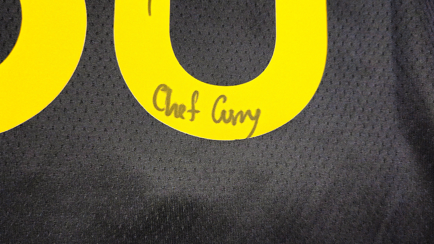 Golden State Warriors Stephen Curry Autographed Black Nike Swingman City Edition Jersey Size 48 "Chef Curry" Beckett BAS QR Stock #237091