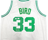 Boston Celtics Larry Bird Autographed White Jersey Beckett BAS Witness Stock #236681