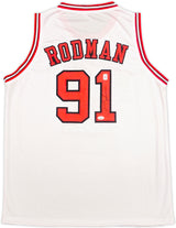 Chicago Bulls Dennis Rodman Autographed White Jersey JSA Stock #237054