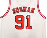 Chicago Bulls Dennis Rodman Autographed White Jersey JSA Stock #237054