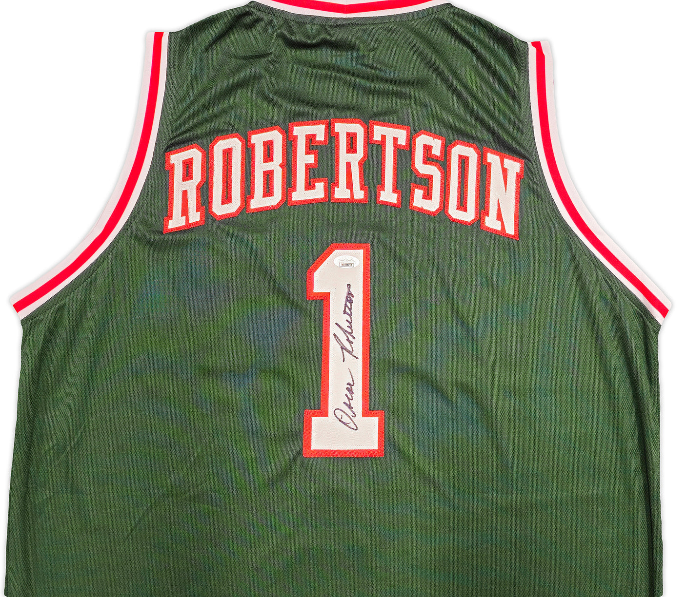 Milwaukee Bucks Oscar Robertson Autographed Green Jersey JSA Stock #237066