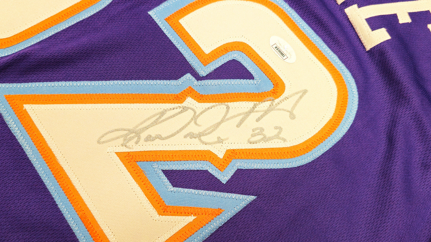 Utah Jazz Karl Malone Autographed Purple Jersey JSA Stock #237069