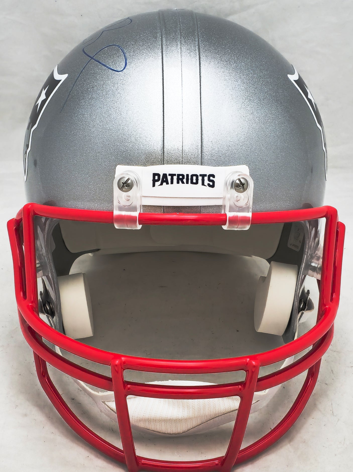 Tom Brady Autographed New England Patriots Silver Full Size Replica Helmet Fanatics Holo #B062648
