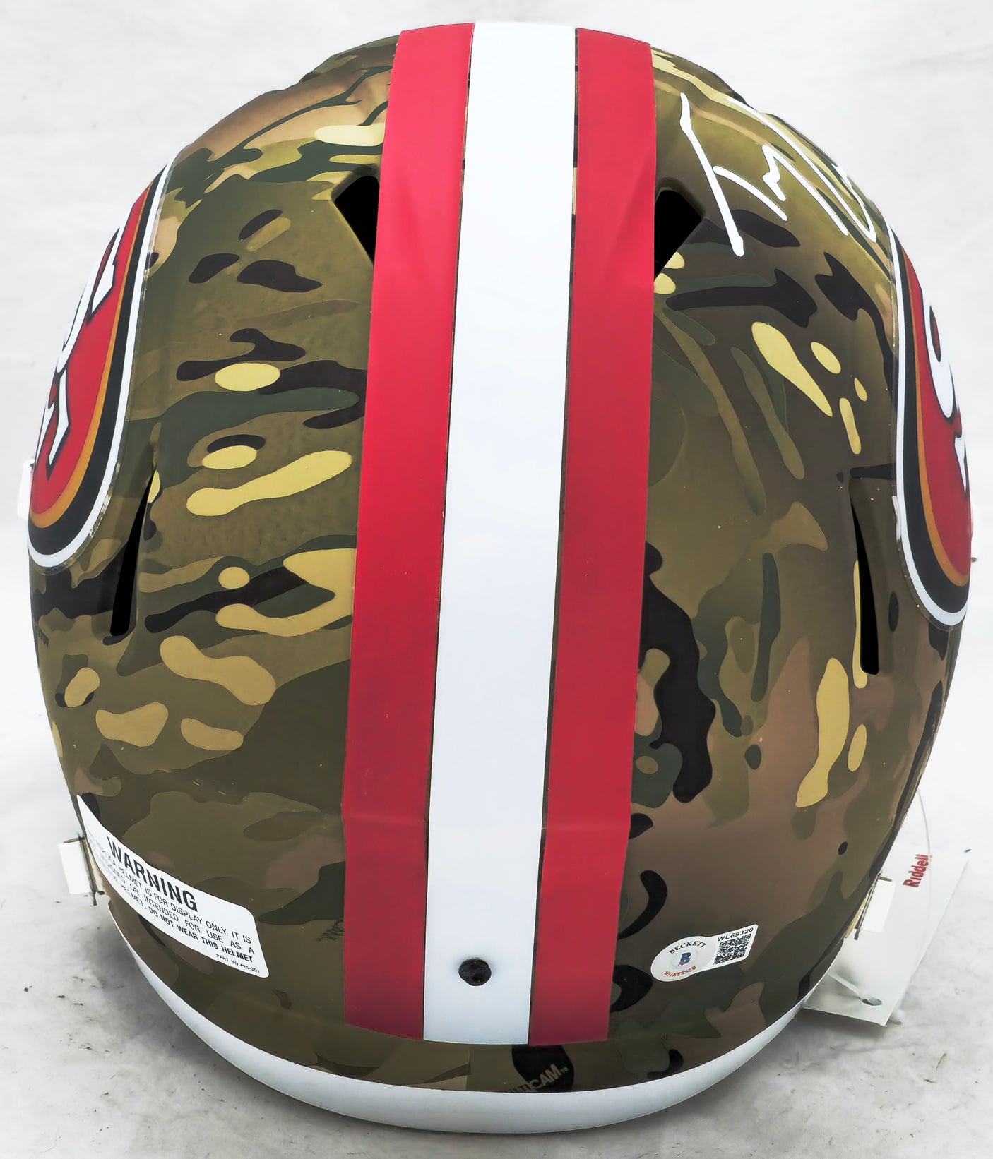 Trey Lance Autographed San Francisco 49ers Camo Full Size Replica Speed Helmet Beckett BAS Witness #WL69320