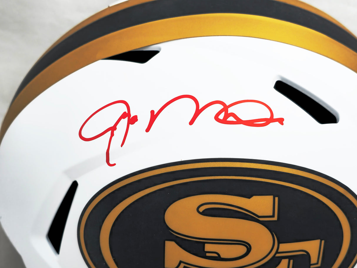 Joe Montana Autographed San Francisco 49ers Lunar Eclipse White Full Size Replica Speed Helmet Fanatics Holo #WX13989742