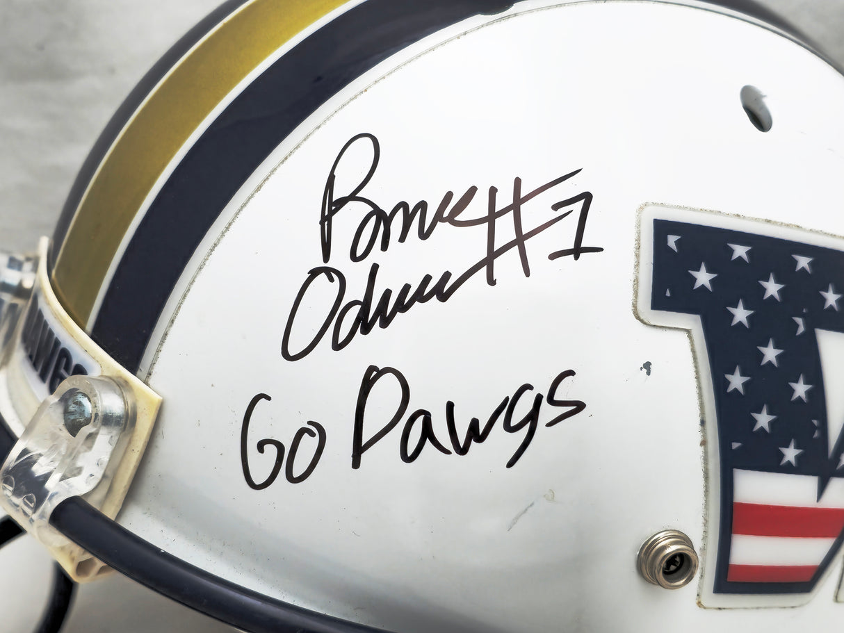 Rome Odunze Autographed Washington Huskies White USA Flag Full Size Authentic Helmet "Go Dawgs" (Mark, Scuff) MCS Holo #82580