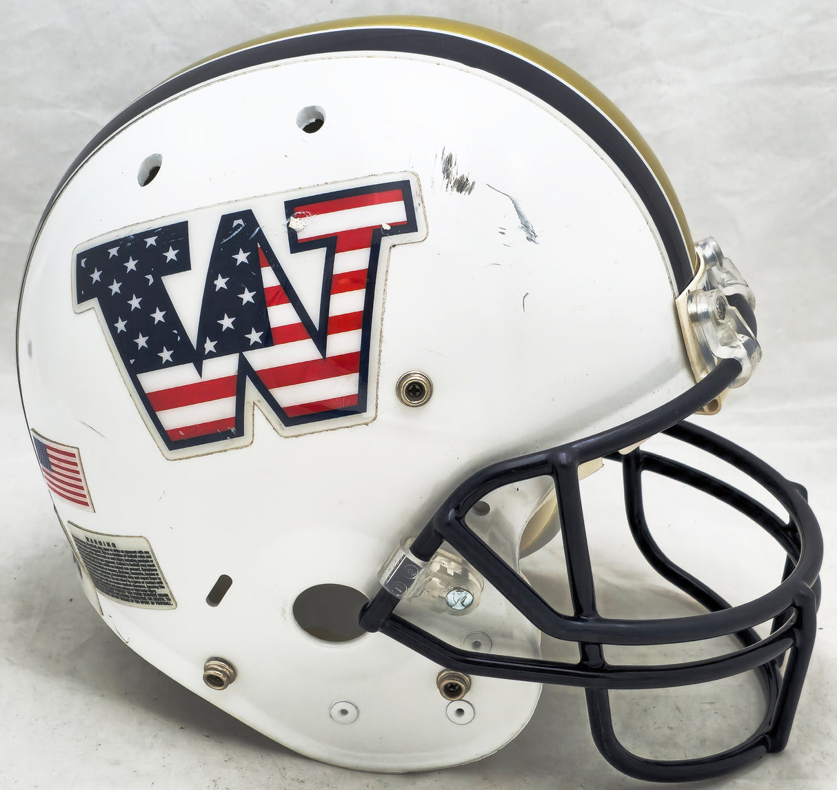 Rome Odunze Autographed Washington Huskies White USA Flag Full Size Authentic Helmet "Go Dawgs" (Mark, Scuff) MCS Holo #82580
