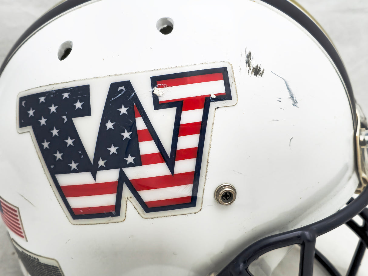 Rome Odunze Autographed Washington Huskies White USA Flag Full Size Authentic Helmet "Go Dawgs" (Mark, Scuff) MCS Holo #82580