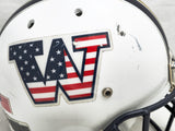 Rome Odunze Autographed Washington Huskies White USA Flag Full Size Authentic Helmet "Go Dawgs" (Mark, Scuff) MCS Holo #82580