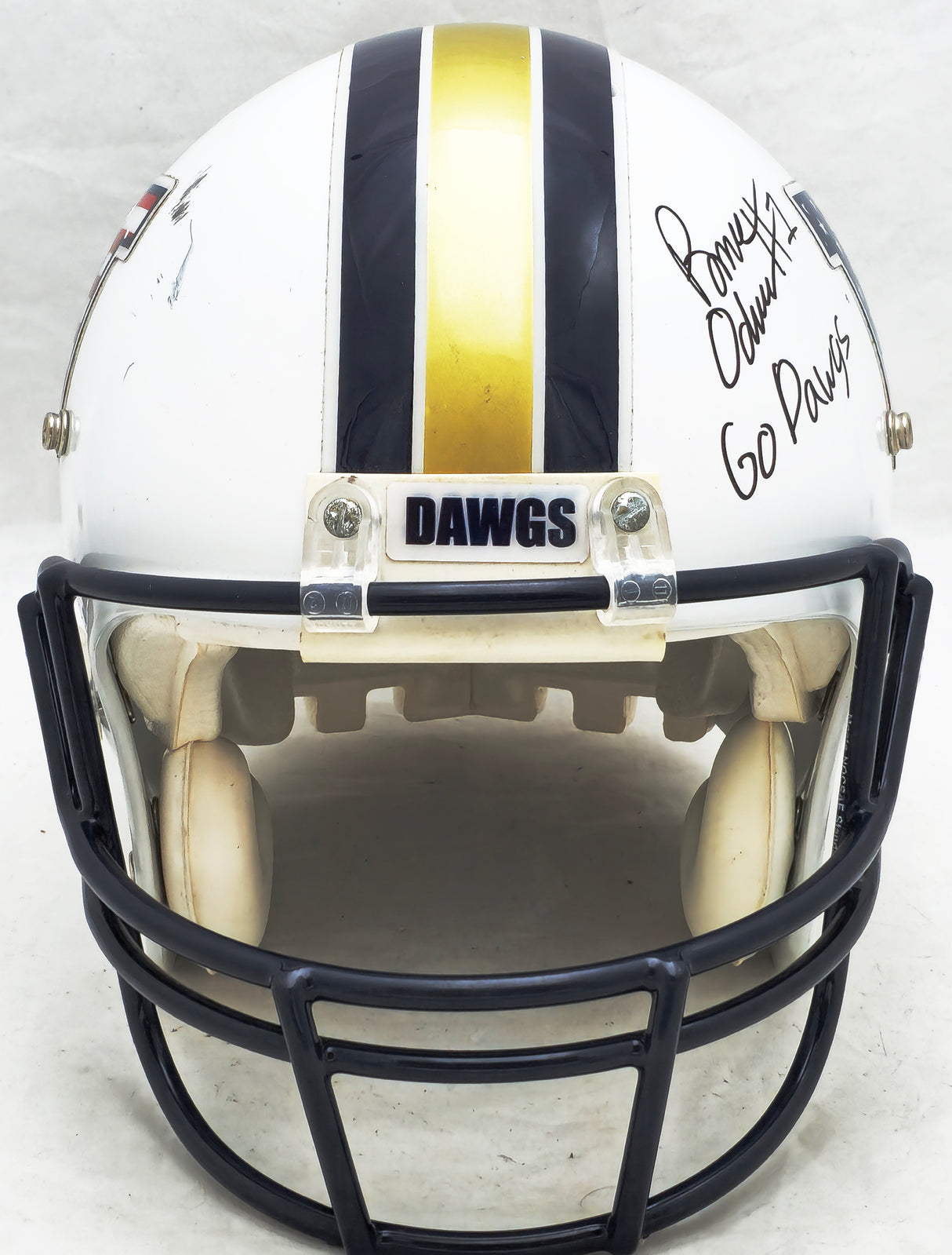 Rome Odunze Autographed Washington Huskies White USA Flag Full Size Authentic Helmet "Go Dawgs" (Mark, Scuff) MCS Holo #82580