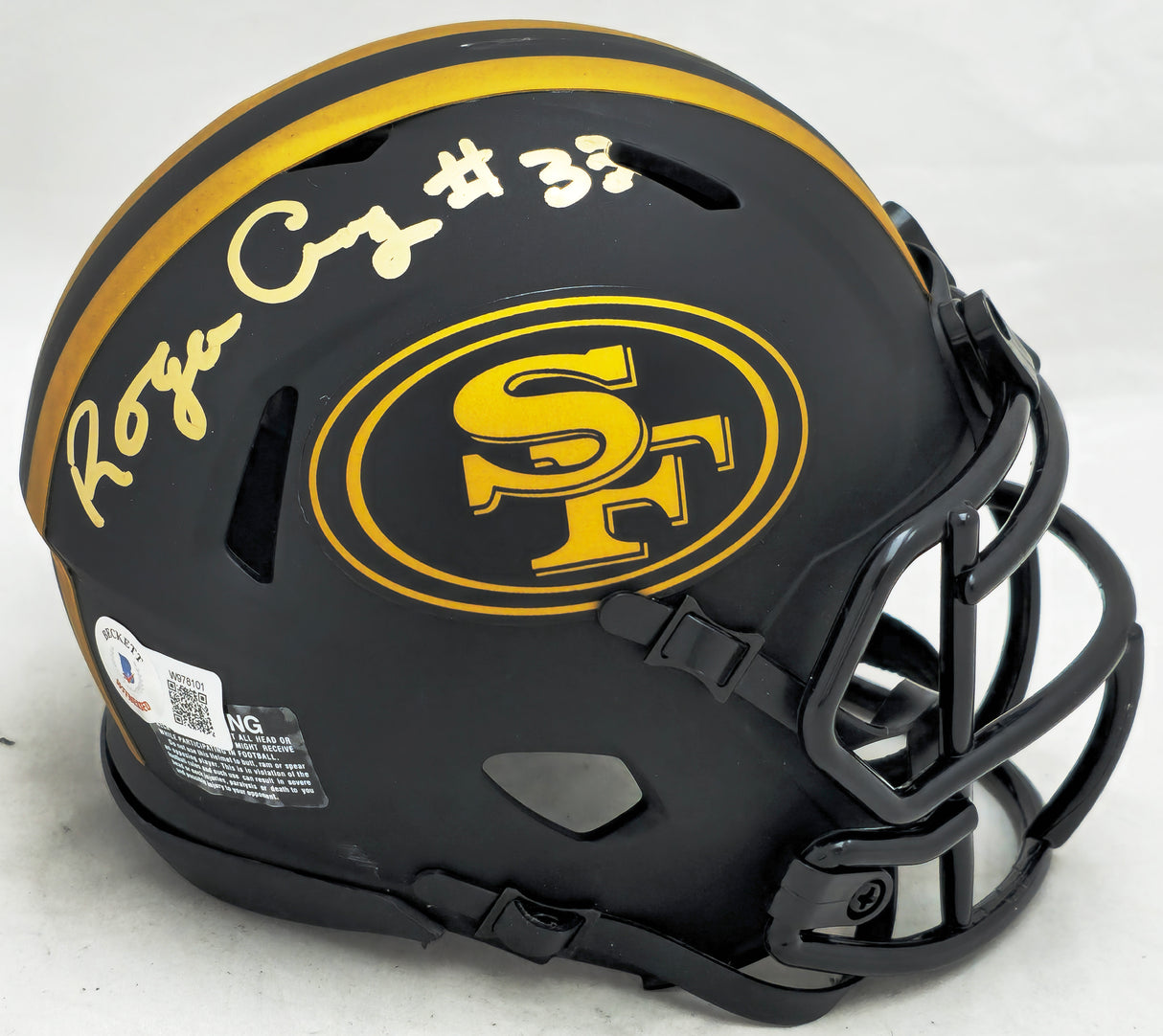 Roger Craig Autographed San Francisco 49ers Eclipse Black Speed Mini Helmet Beckett BAS Witness #W978101