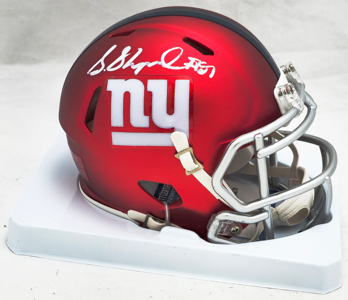 Sterling Shepard Autographed New York Giants Blaze Red Mini Helmet Beckett BAS #E02711