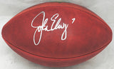 John Elway Autographed Official NFL Leather Colored Gold Shield Football Denver Broncos Beckett BAS Witness #W609021