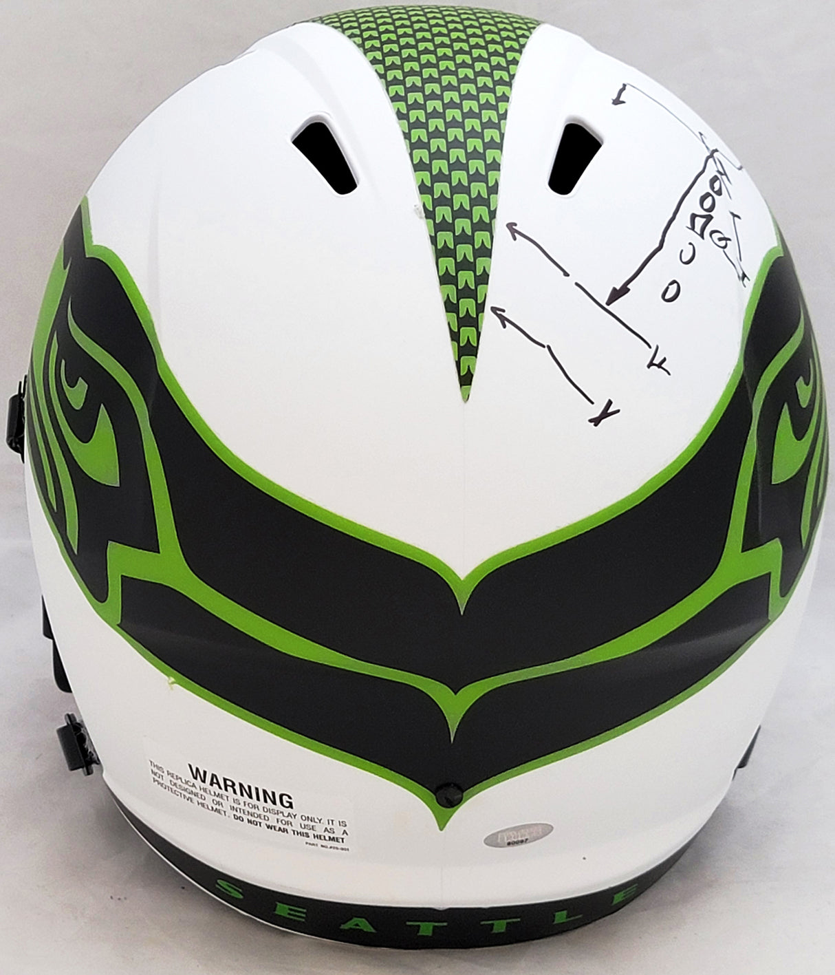 Jim Zorn Autographed Seattle Seahawks Lunar Eclipse White Full Size Speed Replica Helmet Play Call MCS Holo #80097