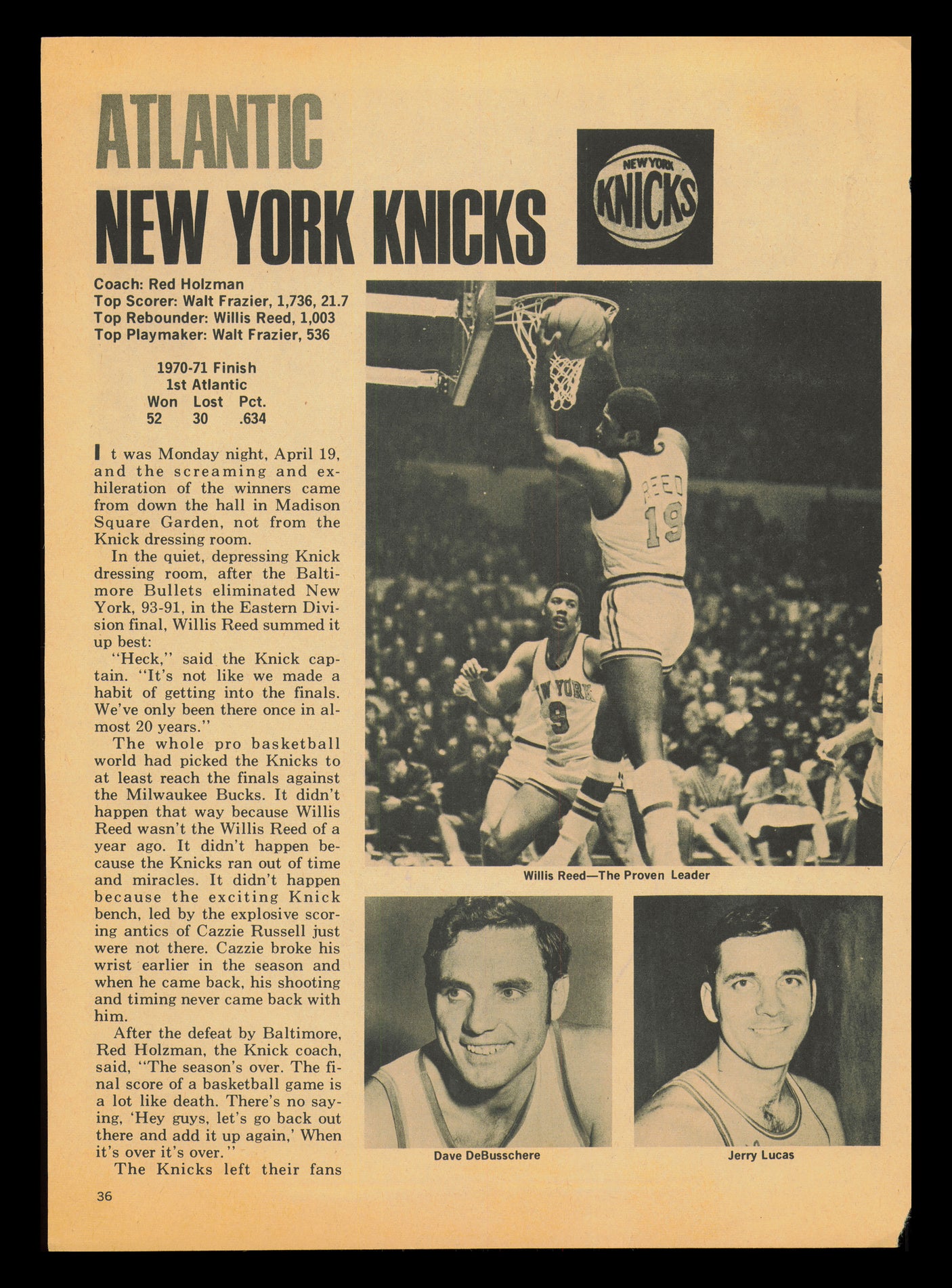 Fred Brown, Ken Durrett, Cliff Meely, Jim Cleamons & Dean Meminger Autographed 8x11 Magazine Photo SKU #238060