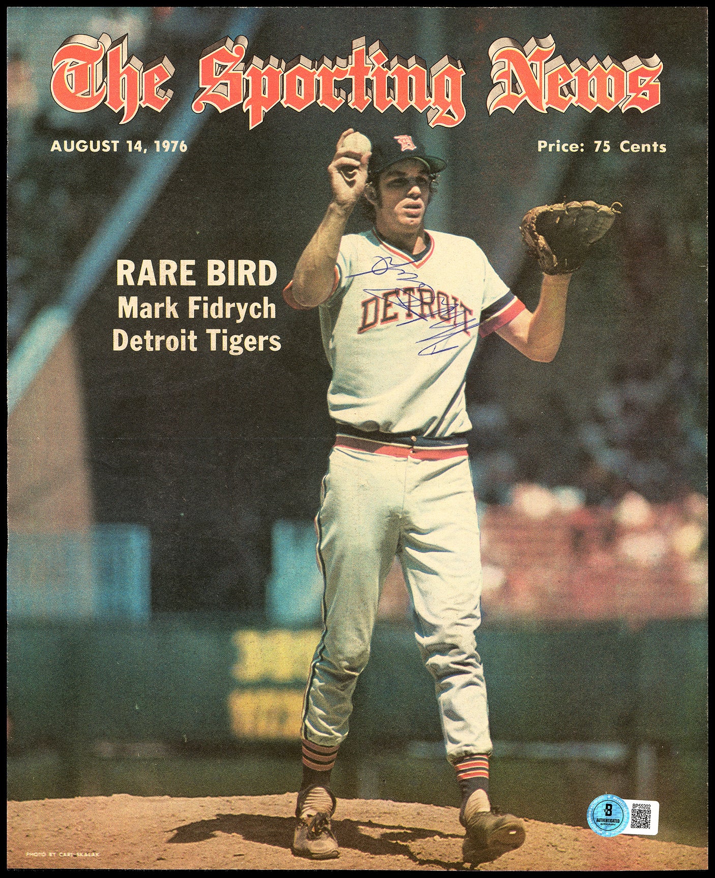Mark "The Bird" Fidrych Autographed Sporting News Cover Detroit Tigers Beckett BAS QR #BP55202