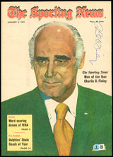 Charles Charlie Finley Autographed Sporting News Cover Oakland A's Owner Beckett BAS QR #BP55161