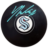 Yanni Gourde Autographed Official Seattle Kraken Logo Hockey Puck Signed In Teal Fanatics Holo Stock #211606