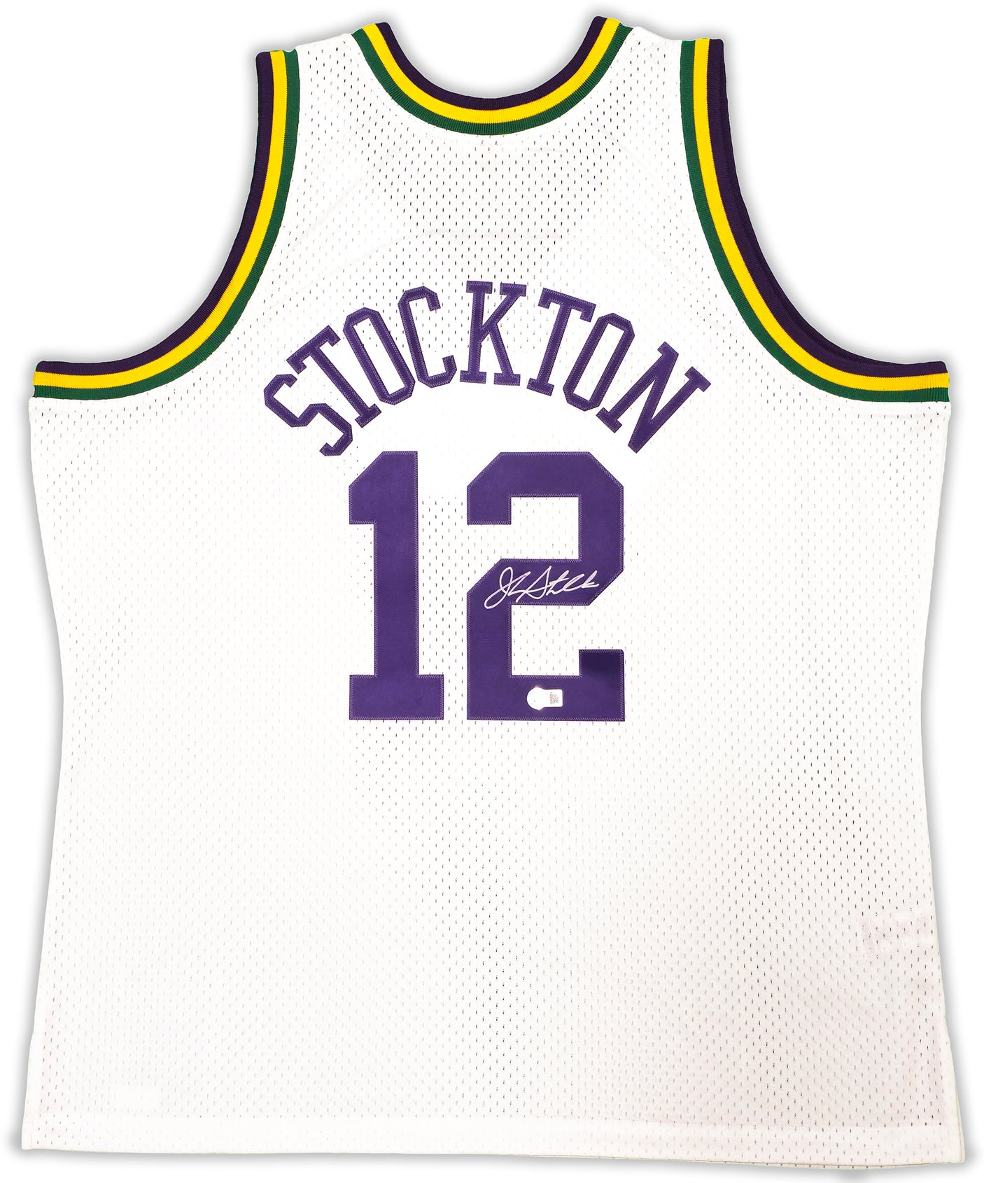 Utah Jazz John Stockton Autographed White Authentic Mitchell & Ness 1991-92 Hardwood Classic Swingman Jersey Size XXL Beckett BAS Witness Stock #224337