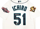 Seattle Mariners Ichiro Suzuki Autographed White Mitchell & Ness 2001 All Star Game Patch Rookie Year Jersey Size 40 "HOF 25" IS Holo & Beckett BAS Witness QR Stock #238314