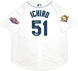 Seattle Mariners Ichiro Suzuki Autographed White Mitchell & Ness 2001 All Star Game Patch Rookie Year Jersey Size 52 "HOF 25" IS Holo & Beckett BAS Witness QR Stock #238316