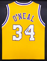 Los Angeles Lakers Shaquille O'Neal Autographed Framed Yellow Jersey Beckett BAS Stock #223786