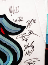 Seattle Kraken 2021-22 Inaugural Season Team Signed Autographed Framed White Adidas Jersey With 24 Signatures Including Jordan Eberle & Jared McCann Fanatics Holo Stock #223780