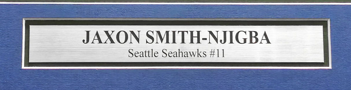 Seattle Seahawks Jaxon Smith-Njigba Autographed Framed Blue Throwback Jersey MCS Holo Stock #223785