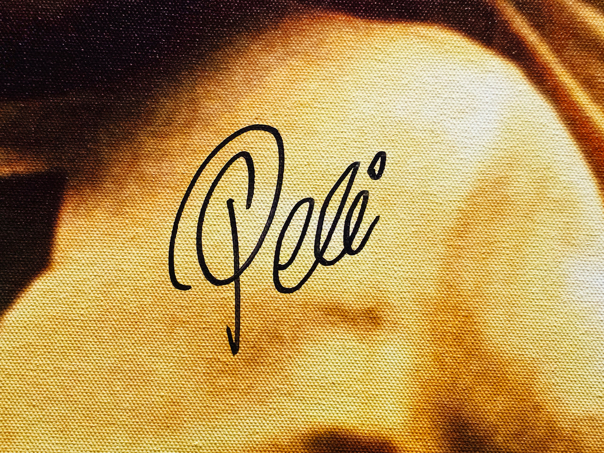 Pele Autographed Framed 20x30 Canvas Photo CBD Brazil Beckett BAS Stock #223778