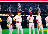 1990 Cincinnati Reds Team Autographed Framed 12x24 Panoramic Photo Cincinnati Reds With 9 Signatures Including Barry Larkin & Lou Piniella Beckett BAS Stock #223765