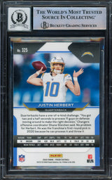 Justin Herbert Autographed 2020 Panini Prizm Rookie Card #325 Los Angeles Chargers Auto Grade Gem Mint 10 Light Blue Beckett BAS #15297968