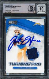 Justin Herbert Autographed 2020 Playoff Turning Pro Memorabilia Rookie Card #3 Los Angeles Chargers Auto Grade Gem Mint 10 Beckett BAS #15297979