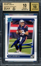 Mac Jones Autographed 2021 Donruss Rated Rookie Card #255 New England Patriots BGS 10 Pristine Auto Grade Gem Mint 10 Highest Graded Beckett BAS #15297163
