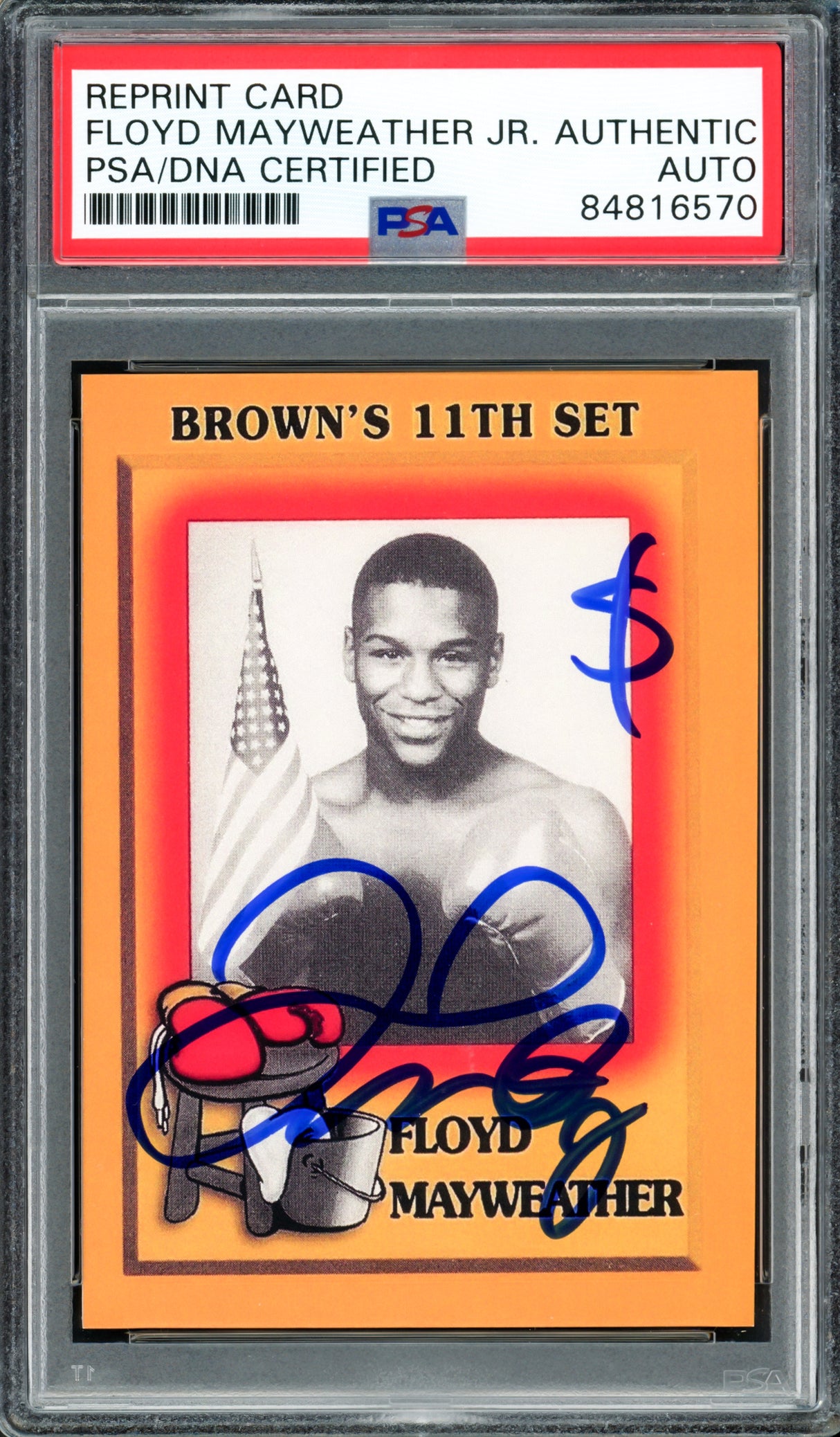 Floyd Mayweather Jr Autographed 1997 Brown's Boxing Rookie Retro Reprint Rookie Card #51 "$" Money PSA/DNA #84816570