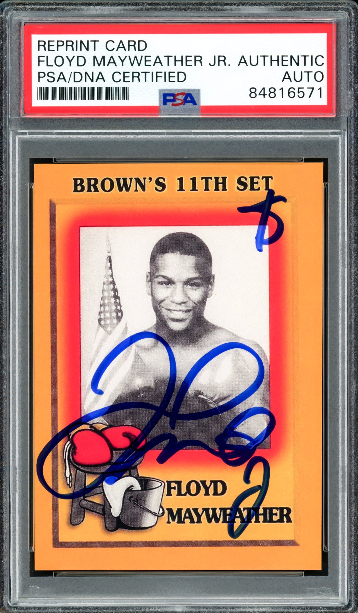 Floyd Mayweather Jr Autographed 1997 Brown's Boxing Rookie Retro Reprint Rookie Card #51 "$" Money PSA/DNA #84816571