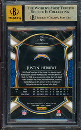 Justin Herbert Autographed 2020 Select Rookie Card #44 Los Angeles Chargers BGS 9.5 Auto Grade Gem Mint 10 Beckett BAS Stock #211831