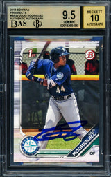 Julio Rodriguez Autographed 2019 1st Bowman Paper Rookie Card #BP33 Seattle Mariners BGS 9.5 Auto Grade Gem Mint 10 Beckett BAS Stock #211840