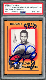 Floyd Mayweather Jr Autographed 1997 Brown's Boxing Rookie Retro Reprint Rookie Card #51 Auto Grade Gem Mint 10 "50-0" PSA/DNA Stock #211854