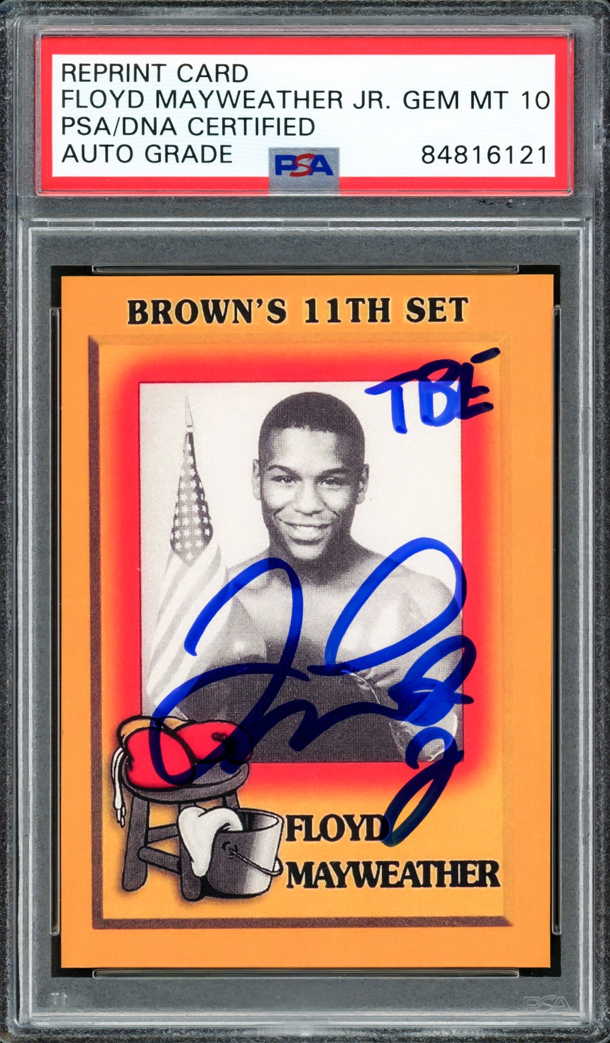 Floyd Mayweather Jr Autographed 1997 Brown's Boxing Rookie Retro Reprint Rookie Card #51 Auto Grade Gem Mint 10 "TBE" The Best Ever PSA/DNA Stock #211855
