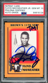 Floyd Mayweather Jr Autographed 1997 Brown's Boxing Rookie Retro Reprint Rookie Card #51 Auto Grade Gem Mint 10 "TMT" The Money Team PSA/DNA Stock #211856