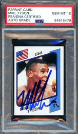 Mike Tyson Autographed 1986 Panini Supersport Rookie Retro Reprint Rookie Card #153 Auto Grade Gem Mint 10 PSA/DNA Stock #211861