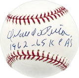 Orlando Pena Autographed Official MLB Baseball Kansas City A's "1962-65 Kansas City A's" Beckett BAS QR #BM17821