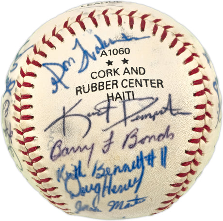 1985 Arizona State Sun Devils Team Autographed Official Wilson Professional League Baseball With 24 Signatures Including Barry Bonds Beckett BAS #A53834