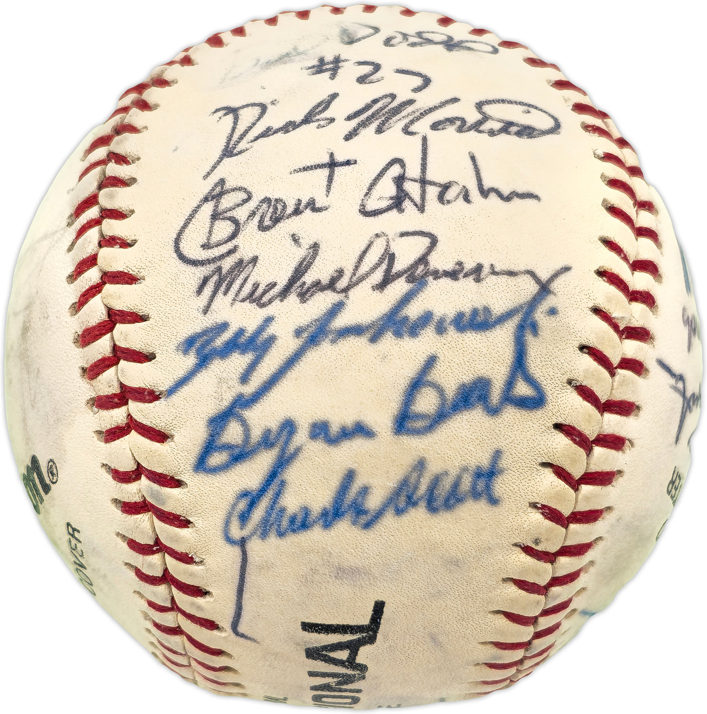 1985 Arizona State Sun Devils Team Autographed Official Wilson Professional League Baseball With 24 Signatures Including Barry Bonds Beckett BAS #A53834