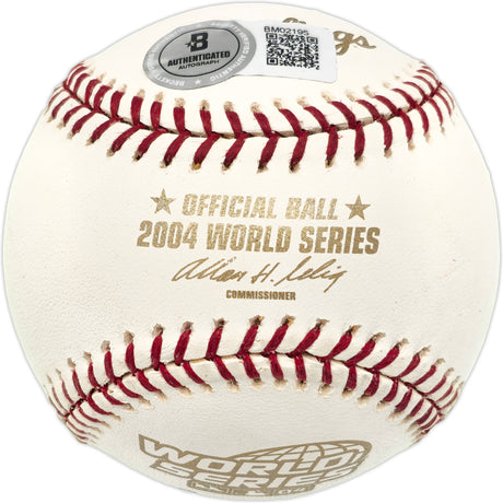 Curt Schilling Autographed Official 2004 World Series Logo MLB Baseball Boston Red Sox Beckett BAS QR #BM02195