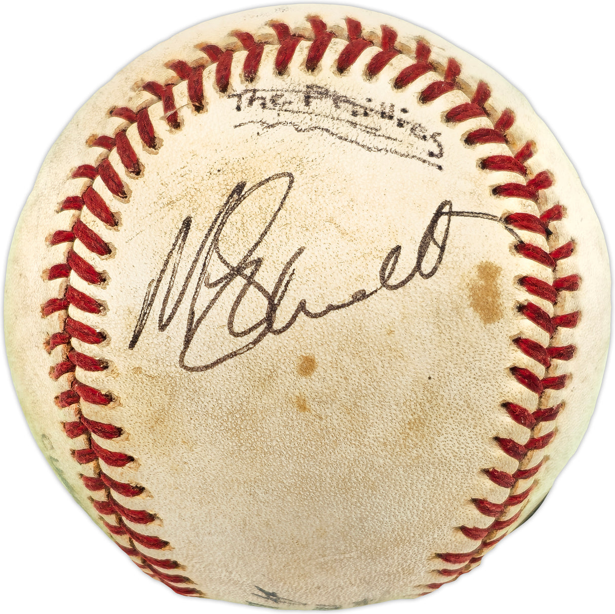 Mike Schmidt Autographed NL Game Used Baseball Philadelphia Phillies Beckett BAS QR #BM02182