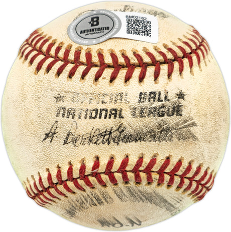 Mike Schmidt Autographed NL Game Used Baseball Philadelphia Phillies Beckett BAS QR #BM02182